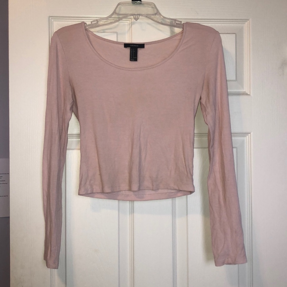 Light Pink Long Sleeve Crop Top